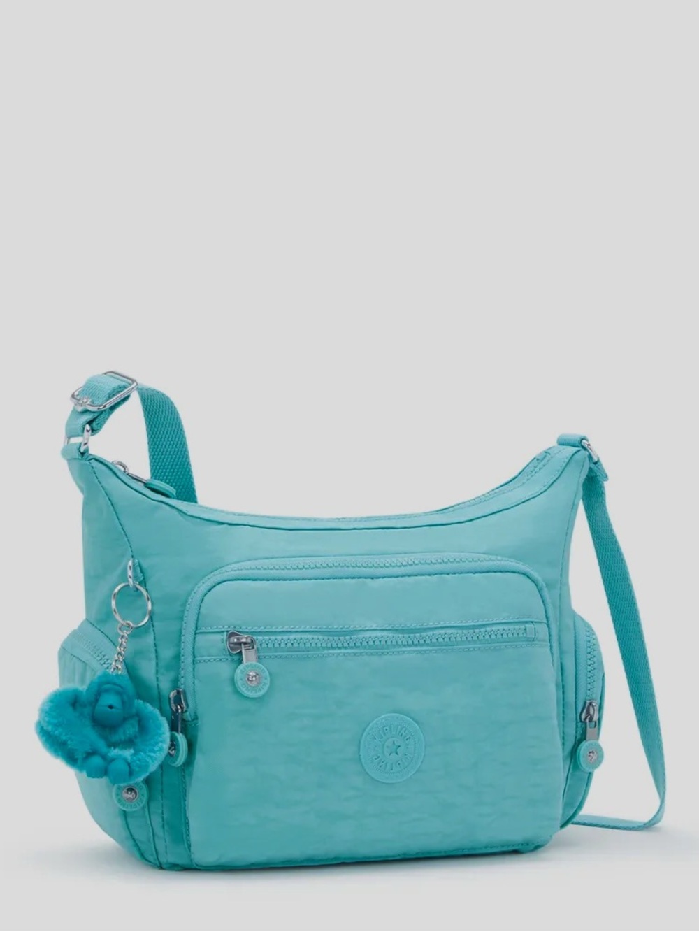 Kipling | Gabbie Mini Crossbody Bag Purse Deepest Aqua Blue Nylon Monkey NWT New - Picture 13 of 15